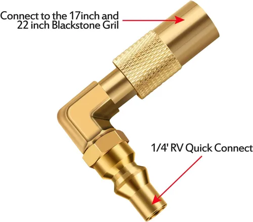 Miniatura 4 de WADEO Adaptador de codo de conexión rápida RV de 1/4 de pulgada de baja presión para Blackstone 17 pulgadas y 22 pulgadas de gas propano parrilla