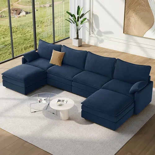 Miniatura 10 de Vesgantti 2 Piece Loveseat & 3 Seater Sofa Set, Modular Cloud Couch, Beige