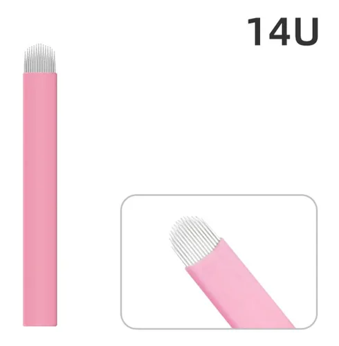 Miniatura 2 de XIAOYU 50 agujas desechables para microblading de cejas, cuchillas de maquillaje de microcuchillas de tatuaje para suministros de maquillaje