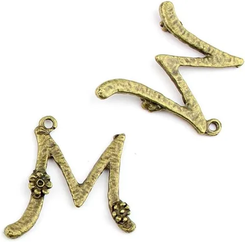 Joyería Fabricación Resultados Bronce Antiguo Charms FL23299-M Letra M Artesanía Lotes Reparación Suministros
