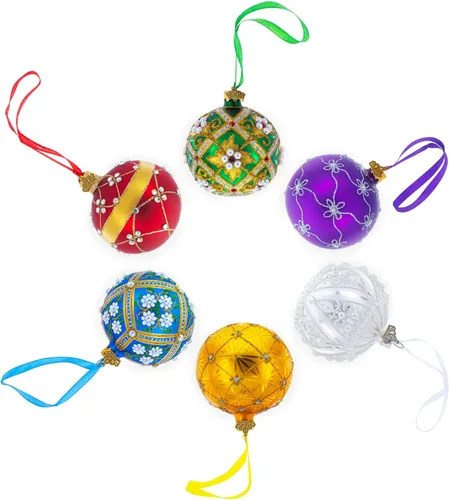 Miniatura 4 de Juego de 6 bolas de cristal rojo mate adornos de Navidad de 3.25 pulgadas
