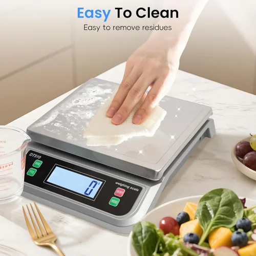 Miniatura 7 de Gran báscula de cocina 40kg para alimentos con función de tara y piezas 88lbs, bandeja de acero inoxidable para hornear para cocinar con adaptador