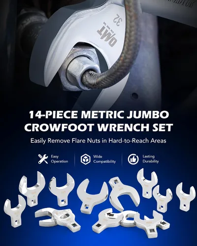 Miniatura 2 de Orion Motor Tech juego de llaves de pata de cuervo jumbo de 14 piezas, juego de llaves de pata de cuervo métricas para tuercas estriadas de 27 a 50