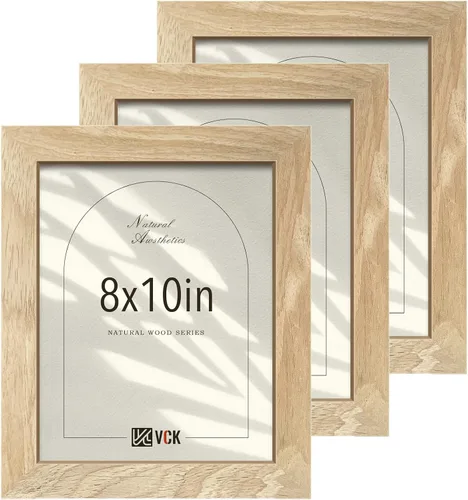 Miniatura 21 de VCK Juego de 3 portarretratos de madera negra de 8 x 10 pulgadas con exclusiva veta de madera, marco para el hogar, estudio y galería, mesa o colgar