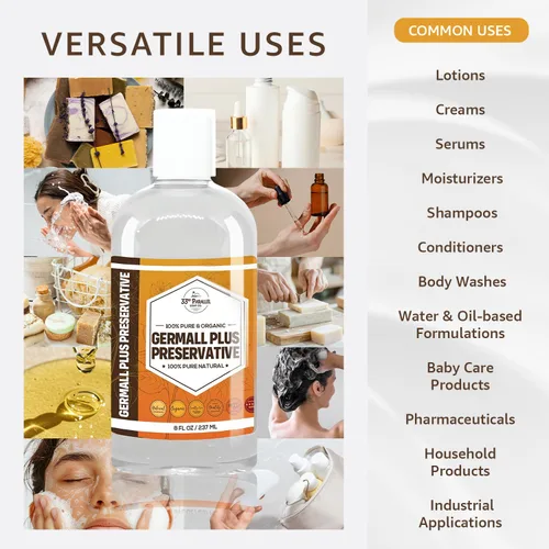 Miniatura 2 de GERMALL PLUS Líquido conservador (32 onzas) sin parabenos; sin formaldehído; soluble en agua y aceite Adecuado para hacer jabón, lociones
