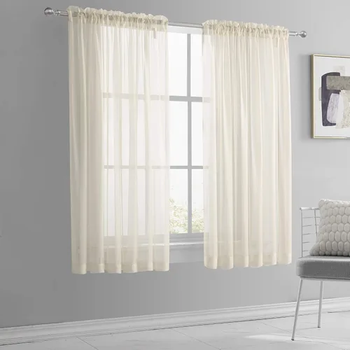 2 Paneles de cortina KEQIAOSUOCAI de color liso, cortinas finas, cortinas para barra de bolsillo, cortinas de gasa fina que filtra la luz, para el