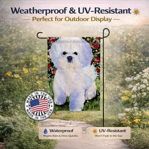 Miniatura 5 de Caroline's Treasures SS8914GF Bandera de Bichon Frise para jardín, bandera decorativa para patio exterior, obras de arte de patio, macizos de Bichon