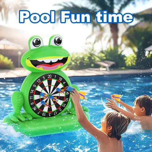 Miniatura 3 de MOONTOY Juguetes de piscina para niños, juego de mesa inflable de dardos de rana, juegos de piscina para playa y patio trasero, juguetes de agua