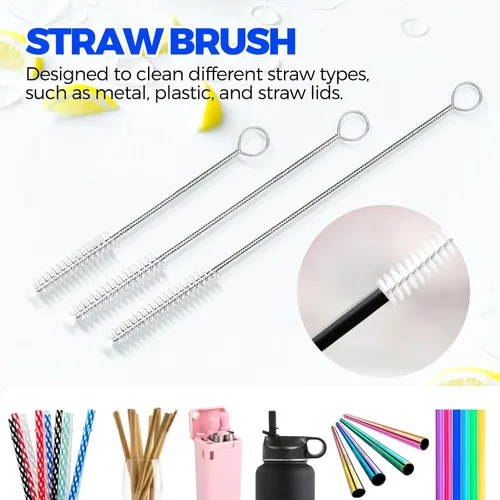Miniatura 5 de Holikme Juego de 6 cepillos de platos con cepillo para botellas, cepillo para fregar platos, cepillo para sartén y 3 cepillos para pajitas, cepillo