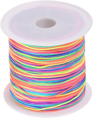 Miniatura 14 de HARFINGTON 1 rollo de hilo de nailon para nudar de 0.024 in, 50 yardas de nailon trenzado para manualidades, cuerda de satén para pulsera, collar