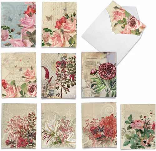 Miniatura 11 de The Best Card Company - 10 tarjetas de notas en caja con flores - Tarjetas de notas florales surtidas en blanco a granel (4 x 5.12 pulgadas)