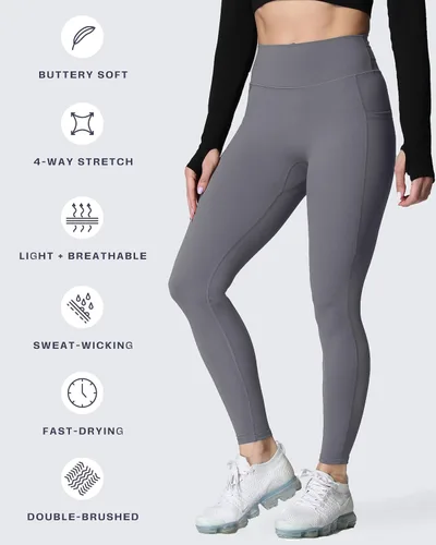 Miniatura 125 de Aoxjox Trinity - Pantalones de yoga de cintura alta con bolsillos para mujer, control de abdomen, cintura cruzada, leggings de entrenamiento suaves