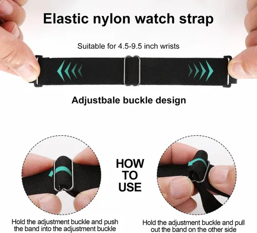 Miniatura 4 de 4 Pack Multicolor 18mm 22mm Stretchy Nylon Watch Bands Compatible with Fossil Watches