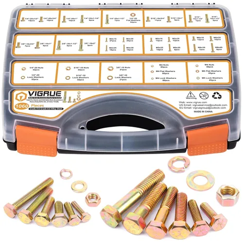 Miniatura 11 de VIGURE - Kit surtido de 228 tornillos métricos M6 M8, M6 x 12/16/20/25/1.181 in de acero inoxidable con brida y tornillos y tuercas métricas