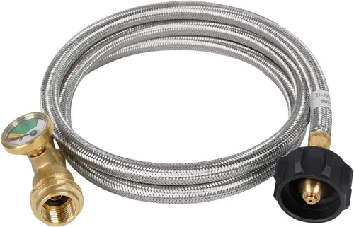 Miniatura 6 de GasSaf Manguera de Extensión de Tanque de Propano de 5 Pies con Medidor - Detector de Fugas Adecuado para Parrilla a Gas, Calentadores y Todos
