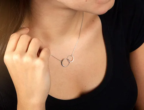 Miniatura 2 de Suavell Collar de madre e hijo. Collar de doble círculo de plata esterlina para mujer. Regalos para el día de la madre de parte del hijo. Regalos