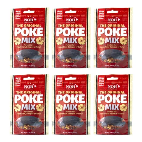 Hawaiian Poke Mix | Paquete de 6 | Mezcla de condimentos | Hawaiian Ogo | Sabor auténtico | Todo natural | Sin gluten | Paquetes | Paquete variado |