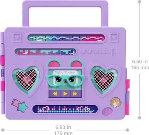 Miniatura 5 de Polly Pocket Muñeca y Juego de Muñecas, Revelación de Moda de Baile en Discoteca Desempaquetado Juguetes de Viaje con Muñeca Amigo de Capucha de 7.6