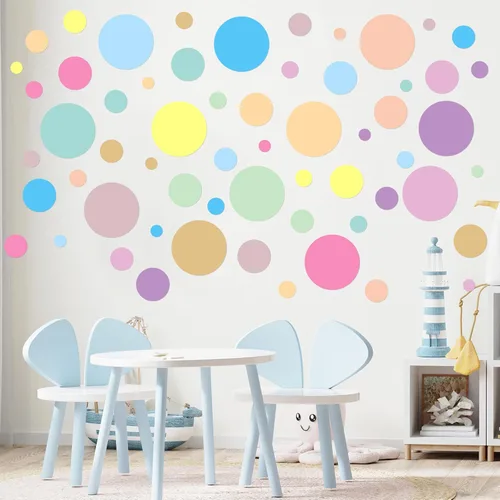 Miniatura 11 de Zonon 264 piezas de calcomanías de lunares para decoración de aula, calcomanías de pared circulares para niños, de vinilo, se despegan y se pegan