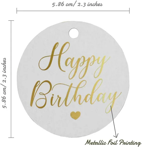 Miniatura 6 de Etiqueta de papel para colgar con texto en inglés «Happy Birthday» (50 unidades)