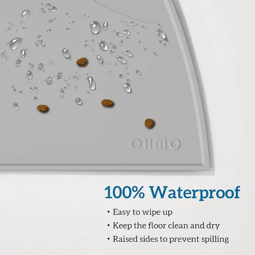 Miniatura 4 de OHMO - Tapete de silicona para comida para gatos, tapete de alimentación de mascotas para el piso, antideslizante e impermeable, bandeja para agua