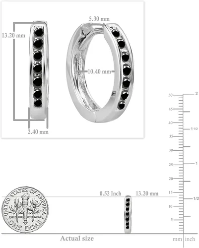 Miniatura 5 de Dazzlingrock Collection Aretes de aro pequeños Huggie de 0.18 quilates (ctw) de 10 quilates, oro blanco