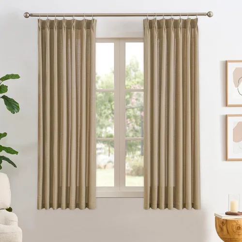 Miniatura 32 de RAIN CITY - Juego de 2 cortinas de 45 pulgadas de largo con plisado con pellizco, cortinas semitraslúcidas para dormitorio, cuarto de bebé