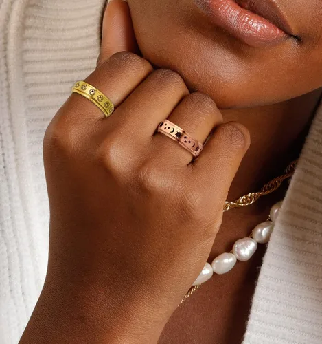 Miniatura 4 de Anillo giratorio para mujeres con ansiedad, de acero inoxidable de 0.236 pulgadas, para aliviar el estrés, anillo de ansiedad para damas