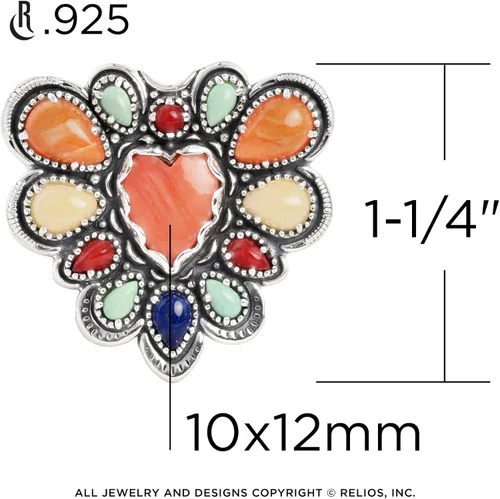 Miniatura 3 de American West - Anillo de plata de ley para mujer, diseño de corazón con piedras preciosas múltiples, tallas 5 a 10