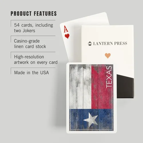 Miniatura 3 de Lantern Press Bandera rústica del estado de Texas (52 cartas de juego, baraja de cartas de tamaño póquer con comodines)
