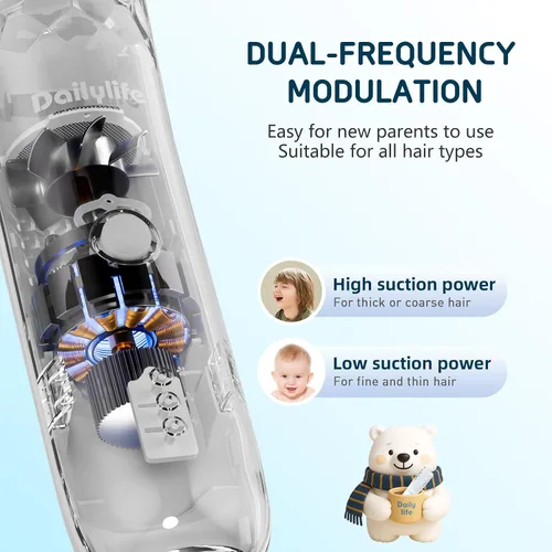 Miniatura 7 de DAILYLIFE Cortapelos para bebés, cortapelos silenciosos para niños con autismo, kit de corte sensorial de pelo de bebé, recortador de pelo