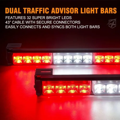 Miniatura 2 de Xprite Luces estroboscópicas de emergencia para salpicadero, barra de luz antirreflejos de 32 LED, control remoto inalámbrico y ventosas potenciadas