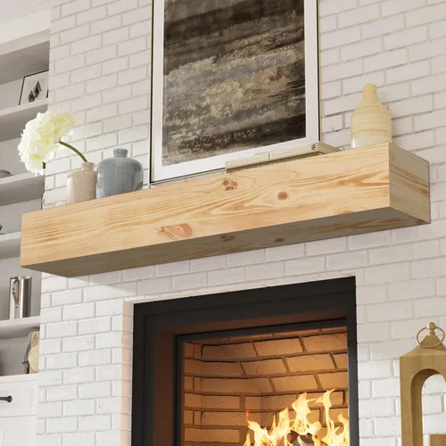 Miniatura 35 de Eshoma - Repisa para chimenea artesanal; estante sólido para colocarse sobre la chimenea; estante flotante montado en la pared con soportes Nogal