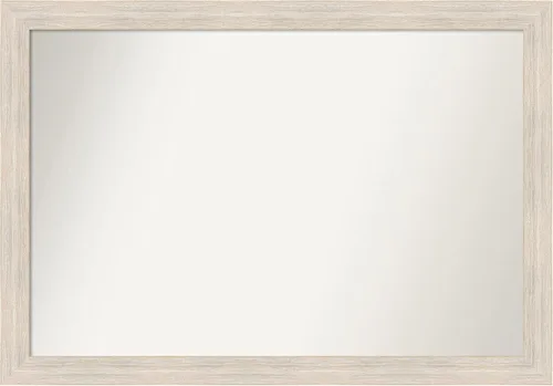 Miniatura 416 de Amanti Art Espejo de baño blanco para sobre el fregadero, 30 x 35 pulgadas, espejo de tocador rectangular estrecho de Eva de oro blanco, marco