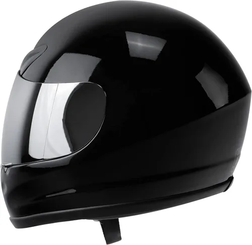 Miniatura 4 de TCT-MOTORPARTS - Casco de motocicleta para adultos, aprobado por DOT, color negro, visera de espejo de cara completa, casco de calle