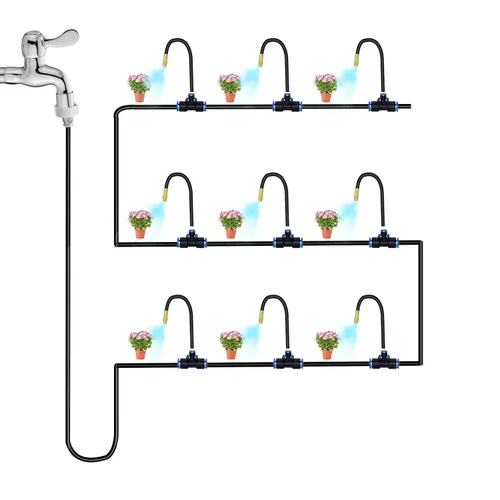 Miniatura 8 de Sistema de riego por goteo de 49.21 pies, kit de riego por goteo flexible de 360°, sistema de riego automático para jardín, sistema de nebulización
