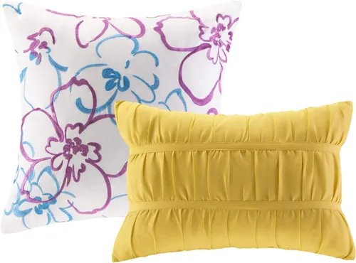 Miniatura 10 de Juego de edredón de Intelligent Design con diseño floral vibrante, ropa de cama para niñas, juego de funda de almohada combinada, almohada Floral