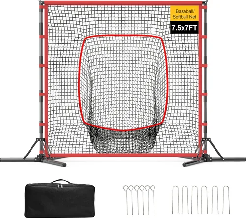 Red de práctica de béisbol y softbol, 7 x 7 pies, red de entrenamiento de béisbol portátil de alta resistencia para golpear bateo, atrapar lanzar