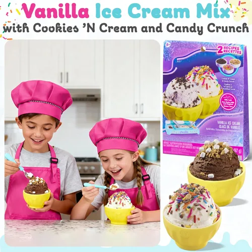 Miniatura 6 de Ultimate Ice Cream Maker para niños, juego interactivo de cocina para niños, incluye bandeja de congelación, cuencos, utensilios, 2 mezclas