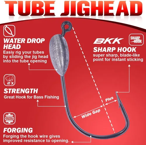 Miniatura 2 de XFISHMAN -Tubo-Jig-Cabezas-para-Lubino-Pesca-Tubo-Ganchos 1/16oz 1/8oz 3/16oz 1/4oz (Paquete de 12)