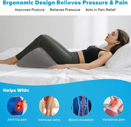 Miniatura 2 de USHMA Almohada inflable de cuña de rodilla para dormir de espalda, almohada debajo de la rodilla para dormir de espalda, cómoda almohada inflable