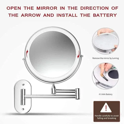 Miniatura 2 de Wall Mounted Makeup Mirror LED Touch Sn Adjustable Light Double Sided 1X/10X Magnifying Vanity Mirror