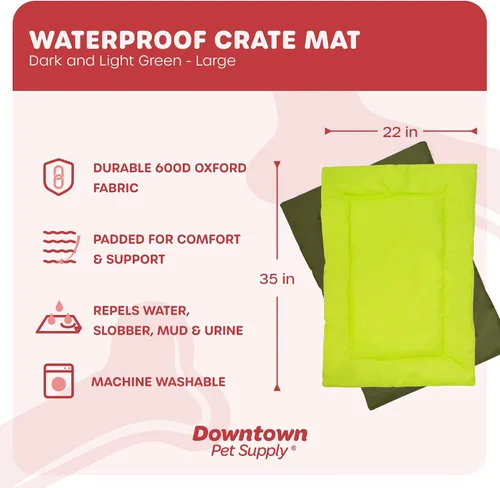 Miniatura 2 de Downtown Pet Supply Almohadilla para jaula para perro, 35 x 22 pulgadas, impermeable, de nailon Ripstop, a prueba de mordidas y lavable a máquina