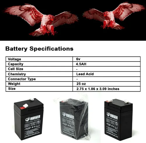 Miniatura 4 de Paquete de 2 baterías selladas de plomo ácido UB645 ELB-0604 ELB0604 6V4.5AH para señal de salida, luz de emergencia SLA0905 AH 4.0 AMP hora 120255