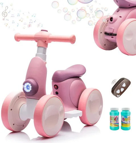 Miniatura 8 de JoyRydz Bicicleta de Equilibrio Eléctrica de 6V para Bebés con Máquina de Burbujas, Bicicleta de Equilibrio para Niños de 4 en 1 con Control Remoto