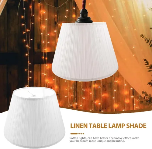 Miniatura 2 de PRETYZOOM Pantallas plisadas medianas para lámpara de mesa, lámpara de pared, luces de pie, cubierta de lámpara de lino blanco, pantalla de repuesto