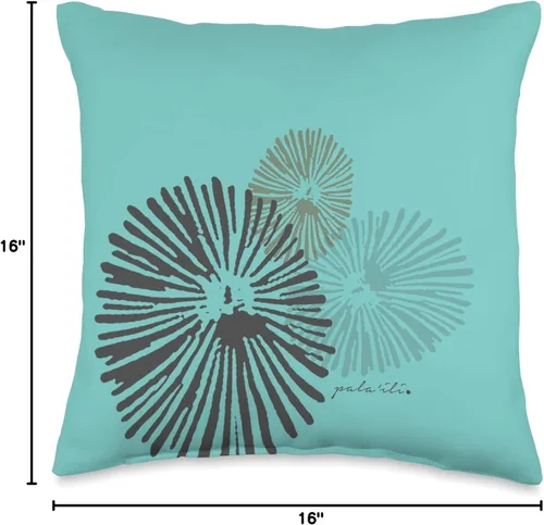 Miniatura 4 de Opihi Teal - Pala'ili Almohada de tiro 16x16, multicolor