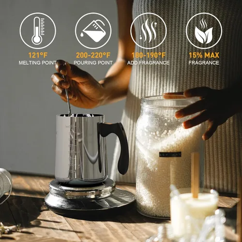 Miniatura 8 de Ohcans Kit de suministros para hacer velas para principiantes, velas de cera de soya DIY para adultos, con olla para derretir cera de 900ml, mechas