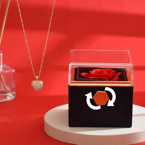 Miniatura 4 de MAARRING Collares con medallón de corazón chapado en oro de 14 quilates para sostener fotos, rosa preservada encantada eterna con collar y colgante