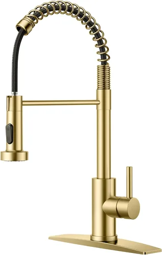 Miniatura 23 de FORIOUS Grifo de cocina con rociador extraíble, grifo de fregadero clásico de resorte extraíble de acero inoxidable comercial de una sola manija
